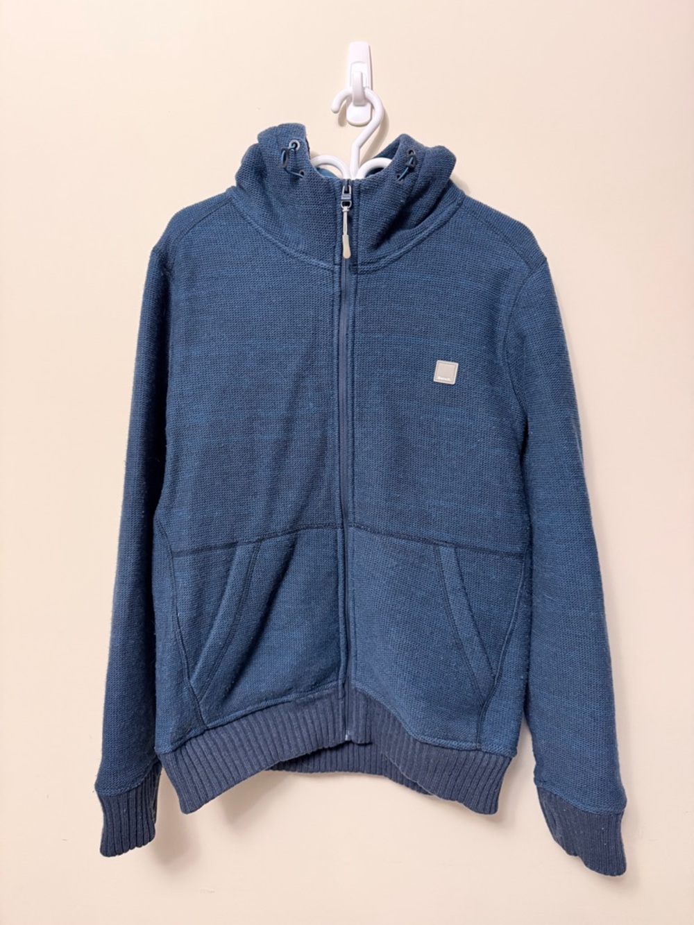 Bench Men's Navy Blue Full-Zip Hooded Sweatshirt - Acrylic Outer, Fleece Inner